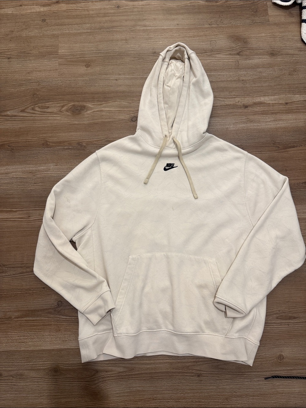 Nike Cream Hoodie with Black Swoosh Logo